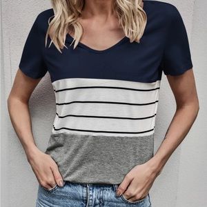 Shein womens t shirt blue white and grey